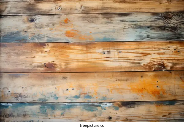 Weathered Wooden Planks with Knots and Nail Holes