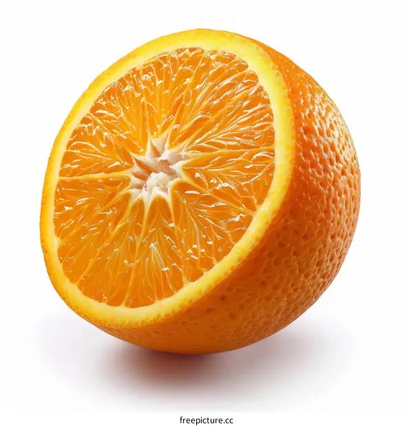 Half of orange fruit isolated on white background