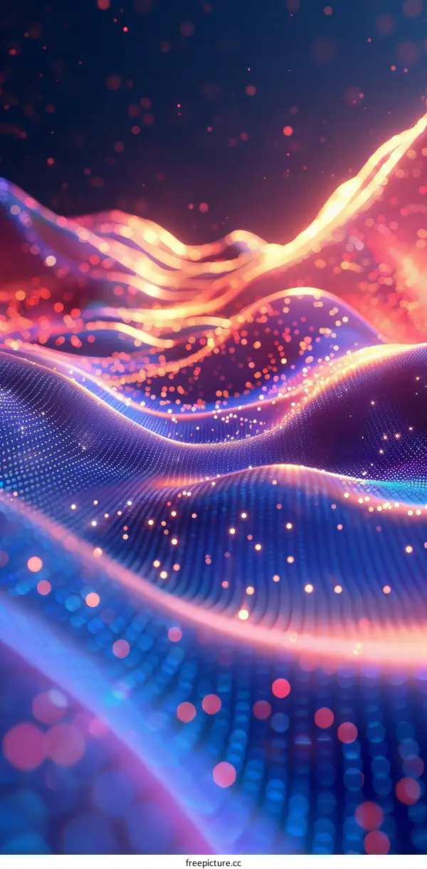 3D Rendering of a Glowing Particle Terrain