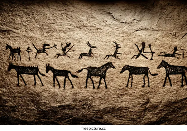 Ancient Cave Paintings of Animals and Figures