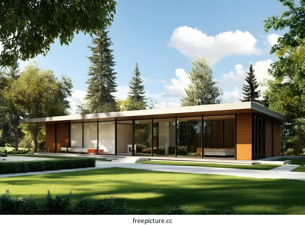 Modern House Design with Large Windows and Wooden Siding
