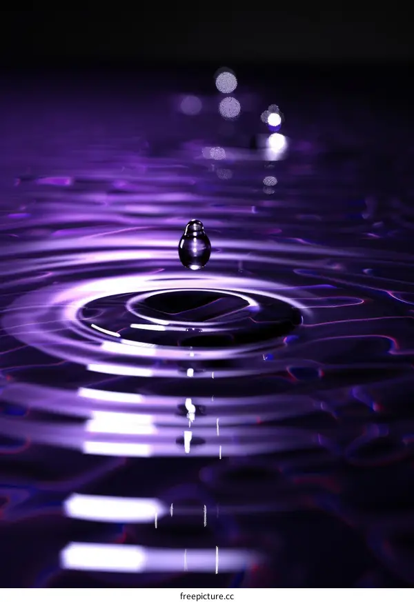 water drop photography with purple water and black background