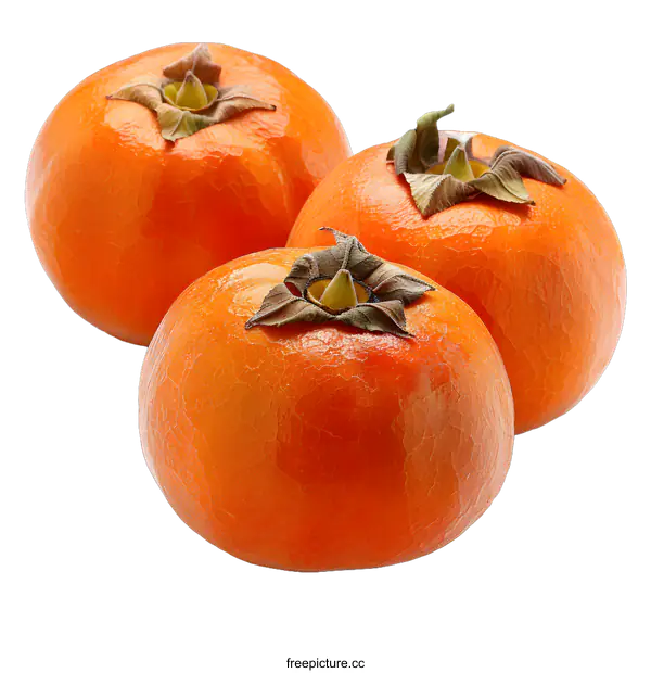 [Transparent Background PNG]three persimmons on a white background