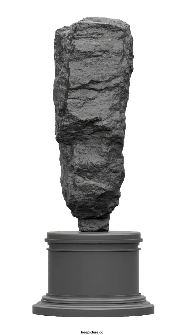 [Transparent Background PNG]Abstract Gray Rock Sculpture on Pedestal
