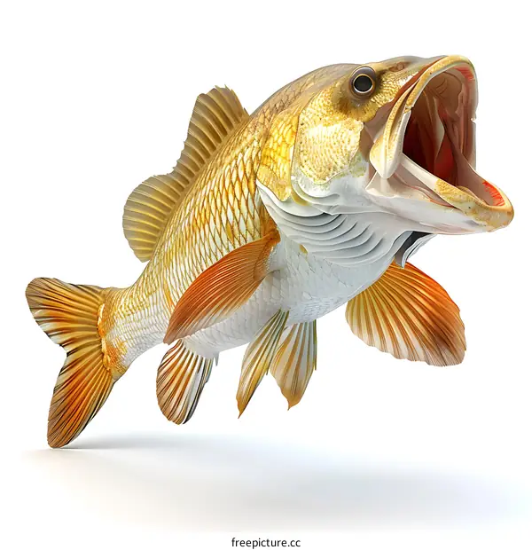 Red Drum Fish Jumping Open Mouth