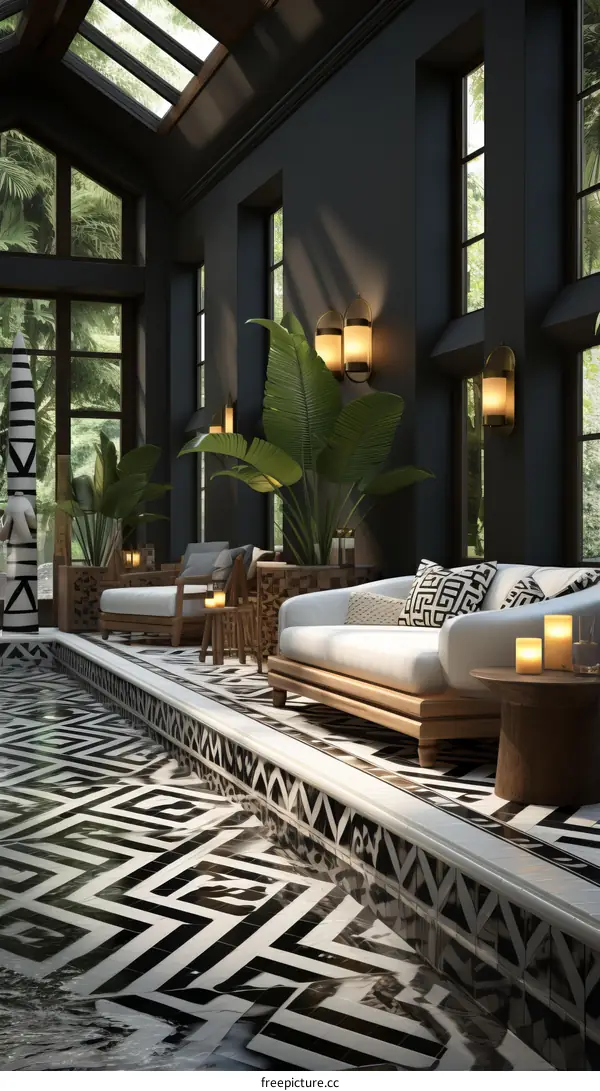 Modern Home Black and White Patterned Tiles