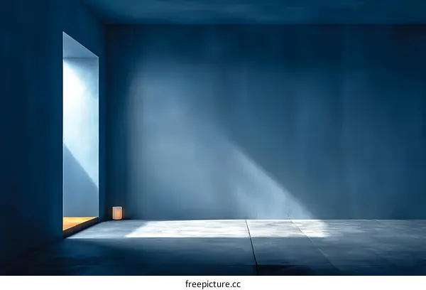 Empty Modern Room Interior with Sunlight and Concrete