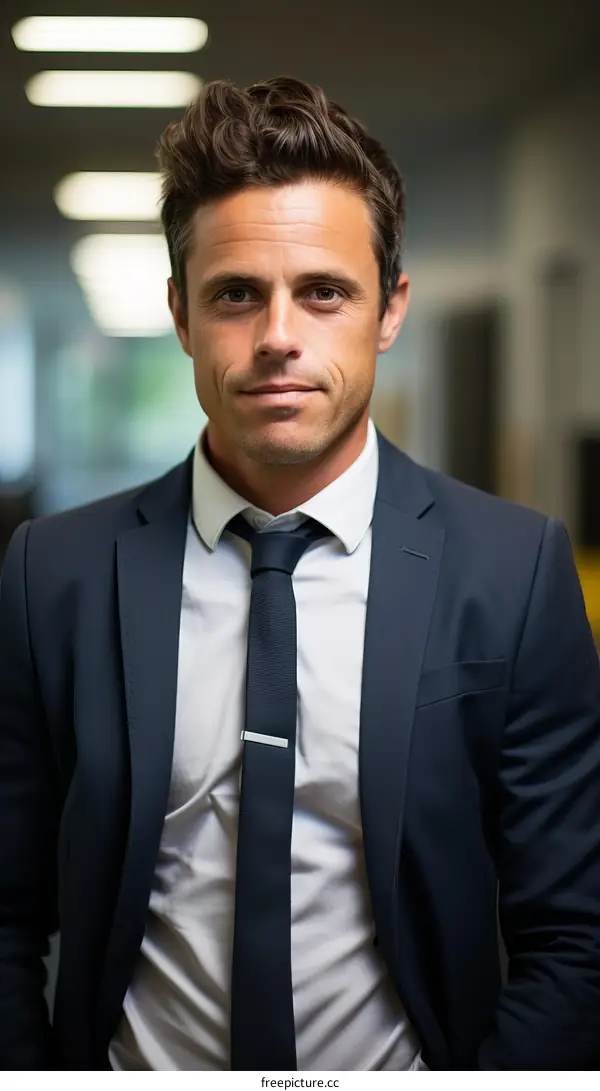 Headshot of a professional man in a suit and tie