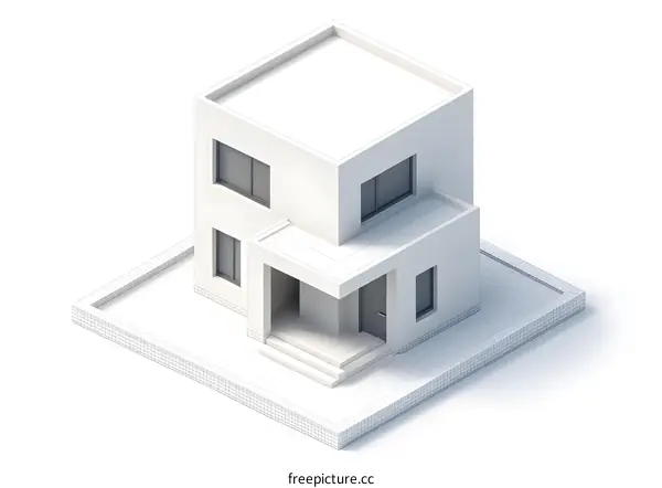 Modern Minimalist House 3D Model Render