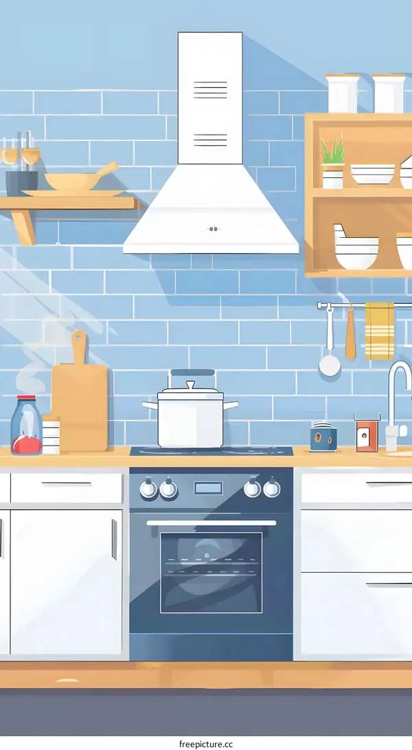 Modern Kitchen Illustration With Stovetop And Oven
