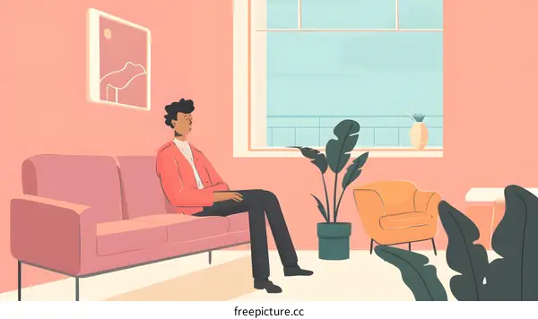 Man Sitting on a Sofa in a Living Room