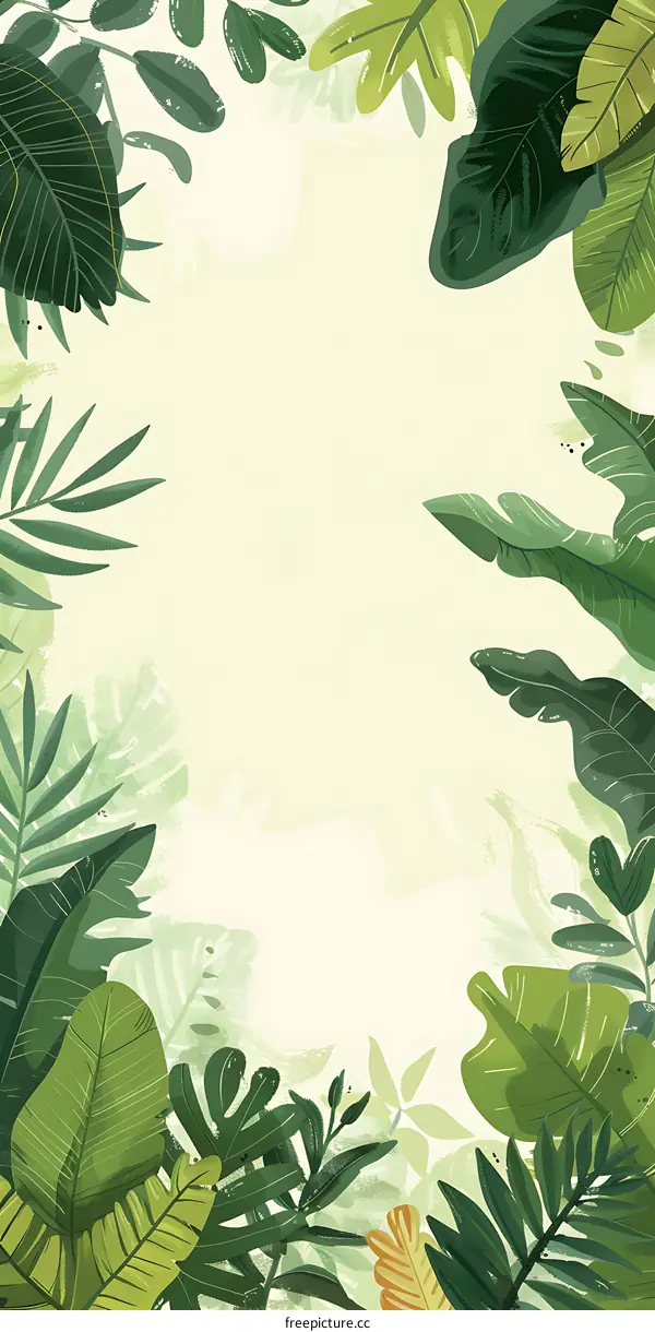 Green Leaves Frame Illustration Background