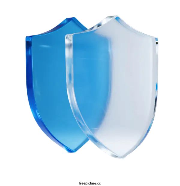 [Transparent Background PNG]Transparent and Blue Shield Icons for Protection and Security