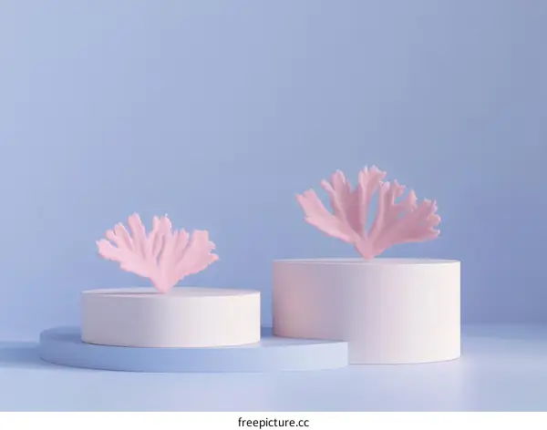 Pink Coral Decor on Pastel Cylinders