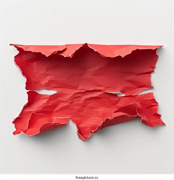 Torn red paper with a white background
