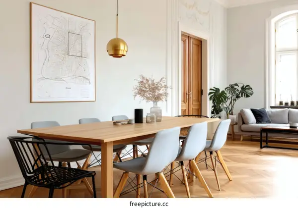 Dining Room Interior Design with Map Decor