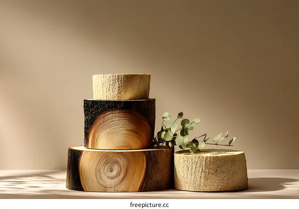 Wooden Display Stands with Eucalyptus Branches