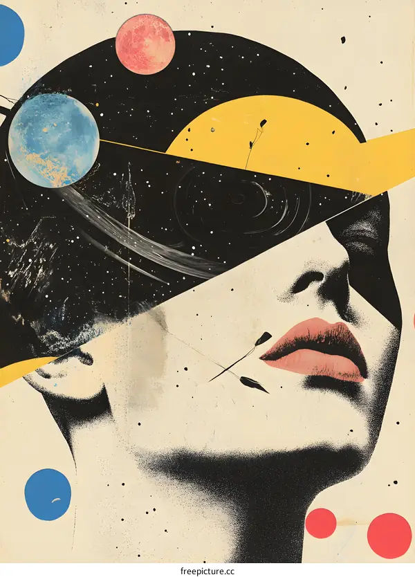 Abstract Art Collage With Woman And Space