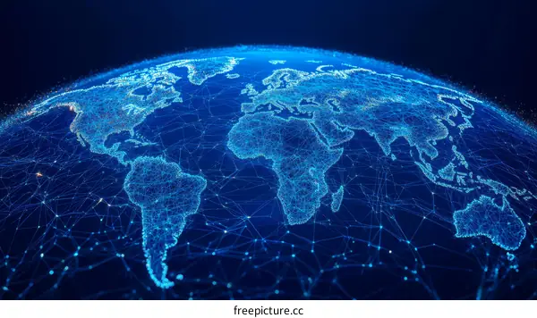Global Network Connections World Map Illustration