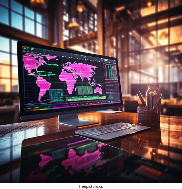 Computer Screen Showing Global Data