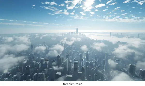 Manhattan Skyline from Above the Clouds