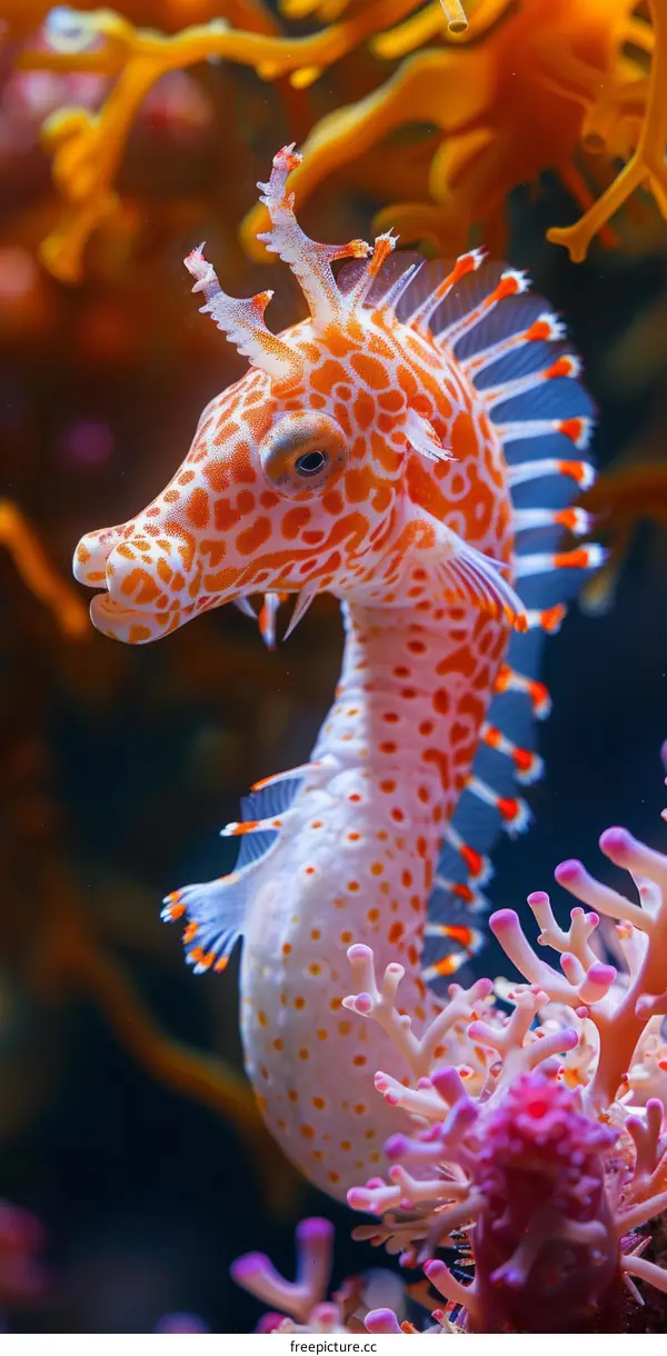 Orange and White Spotted Seahorse