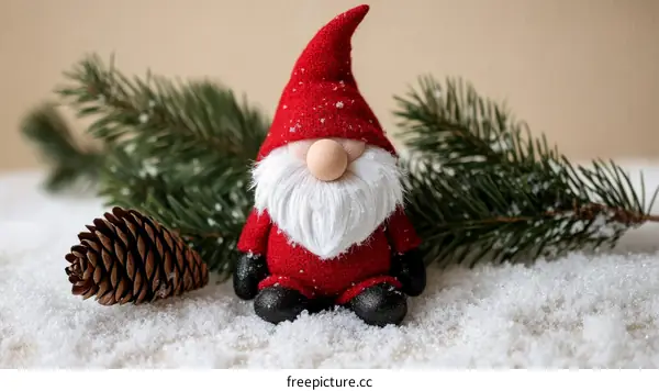Christmas Gnome Decorated with Snow