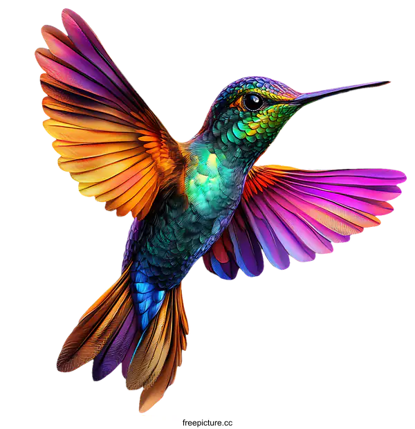 [Transparent Background PNG]A Colorful Hummingbird in Flight