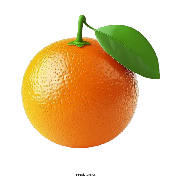 [Transparent Background PNG]Fresh Orange with a Leaf