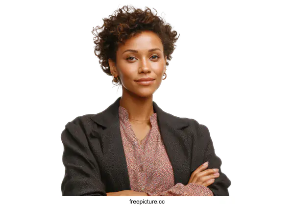 [Transparent Background PNG]Confident Black Woman Business Professional