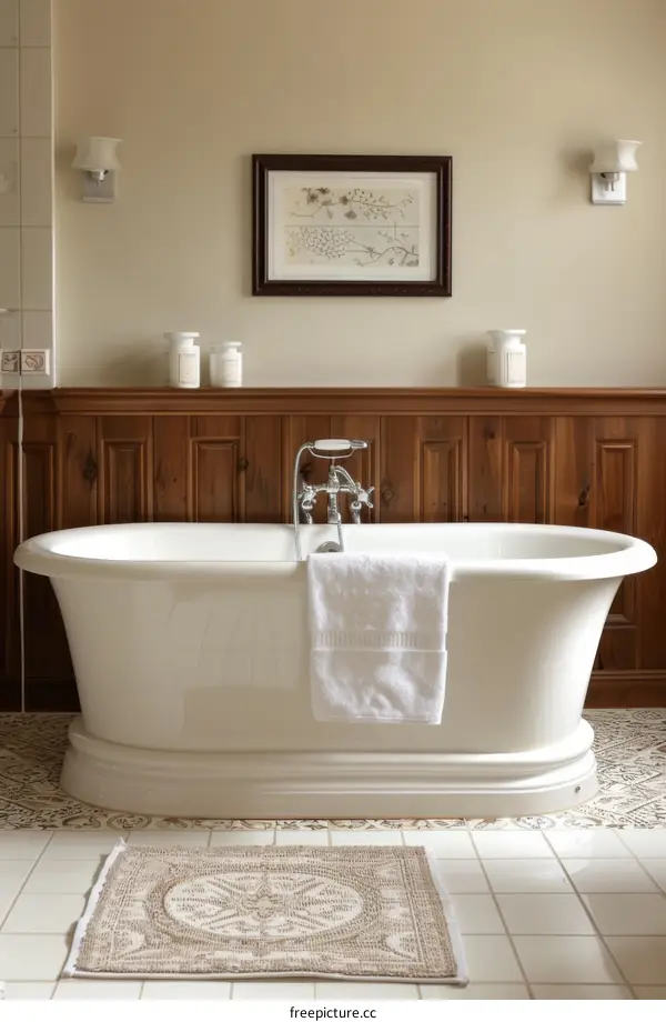 Elegant Vintage Bathroom with Antique Style Bathtub