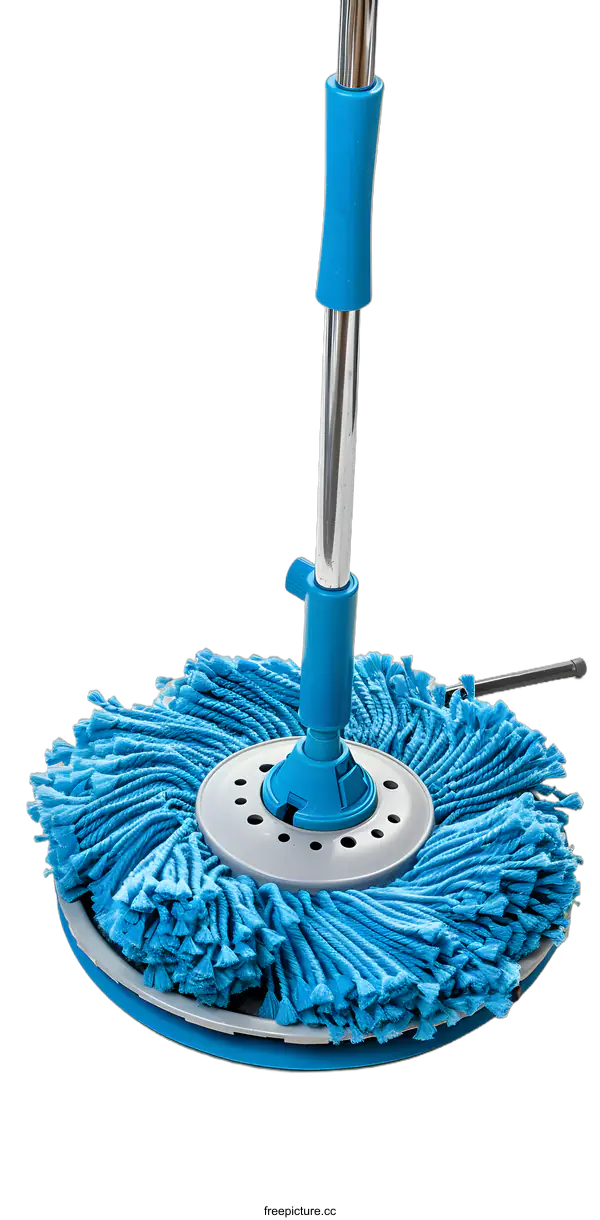 [Transparent Background PNG]Blue Cleaning Mop with White Background