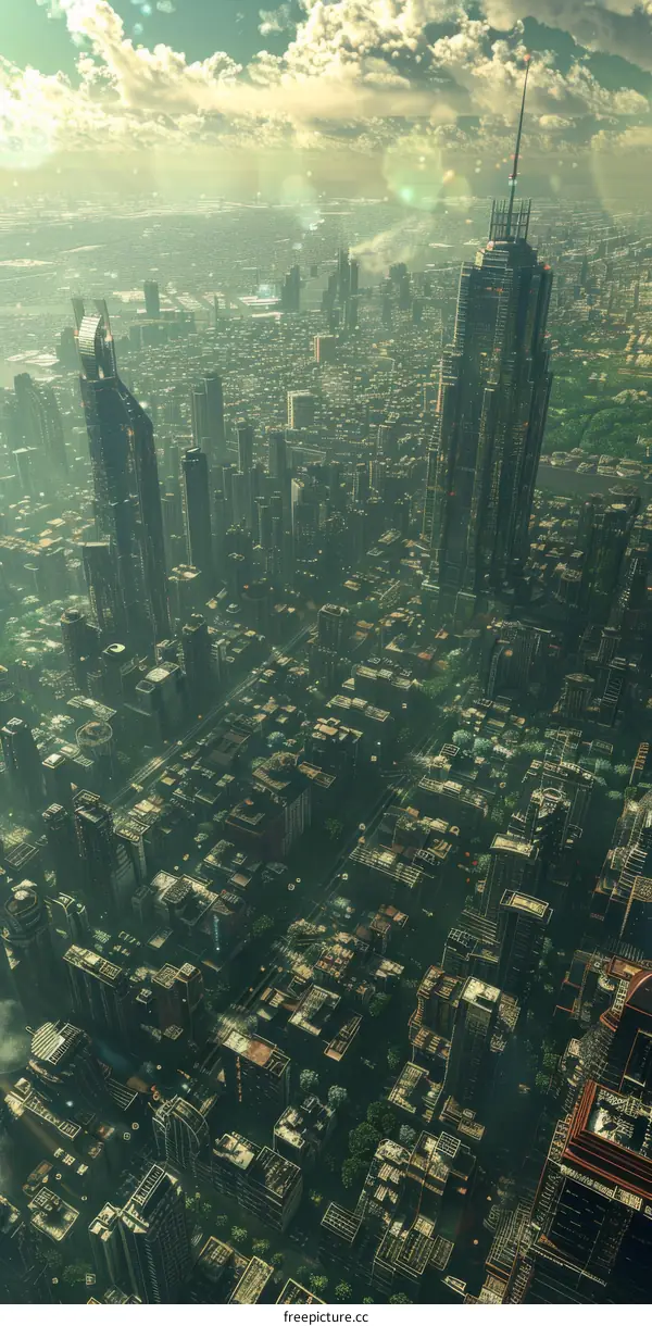 Futuristic Cityscape Aerial View