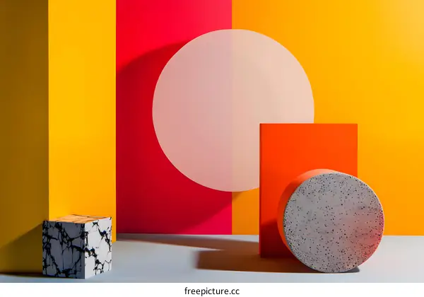 Abstract Geometric Shapes with Red Yellow and Orange Background