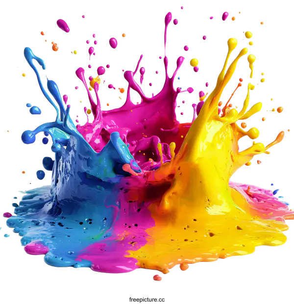 [Transparent Background PNG]Colorful Paint Splashes Abstract Illustration
