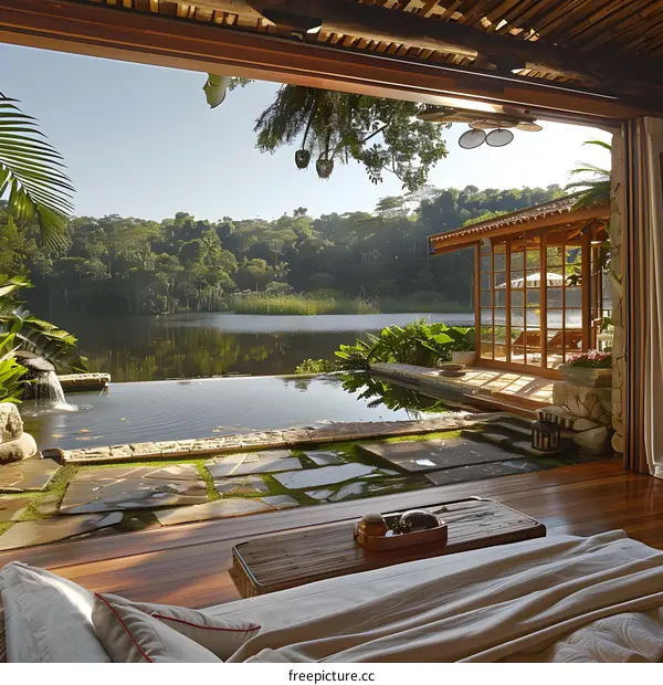 Luxury Villa with Swimming Pool Overlooking a Lake