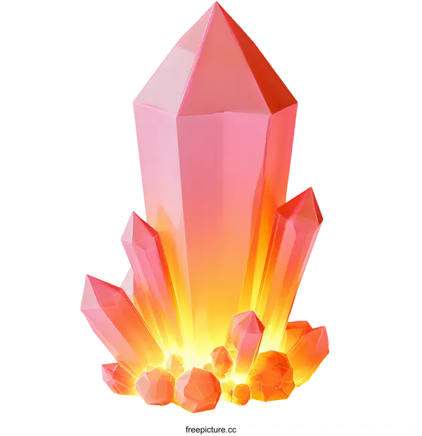 [Transparent Background PNG]Pink Crystal Cluster Illustration