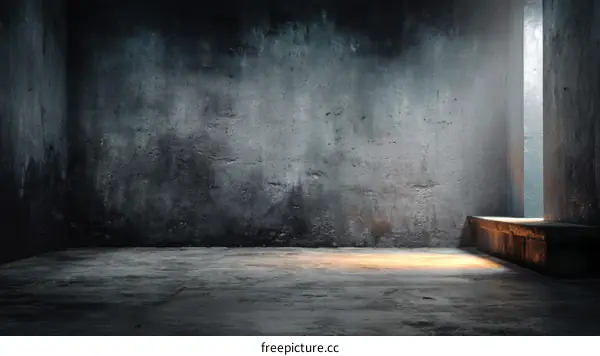 Empty Concrete Room with Light Beam