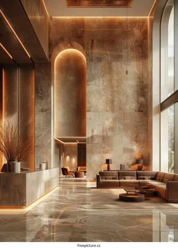 Modern Hotel Lobby Interior Design Illustration