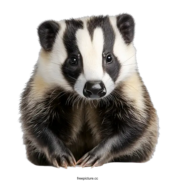 [Transparent Background PNG]Close Up Portrait of a Badger