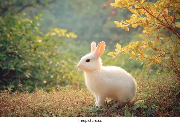 Adorable White Rabbit in Natural Setting