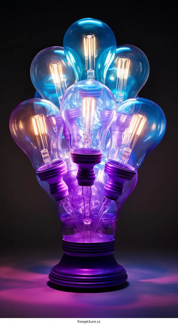 Glowing Light Bulbs in a Bunch