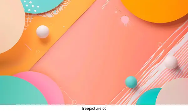 Abstract Background with Colorful Shapes and Spheres