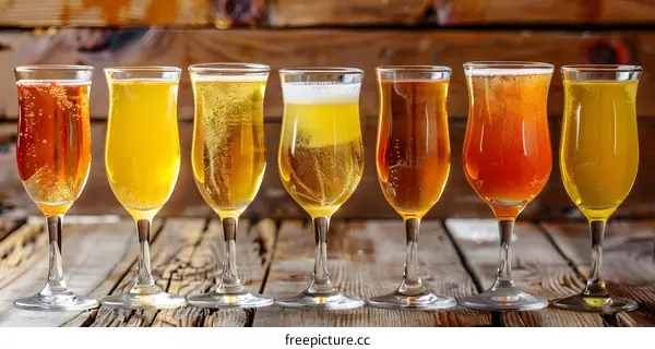 Different Types of Alcoholic Beverages in Glasses