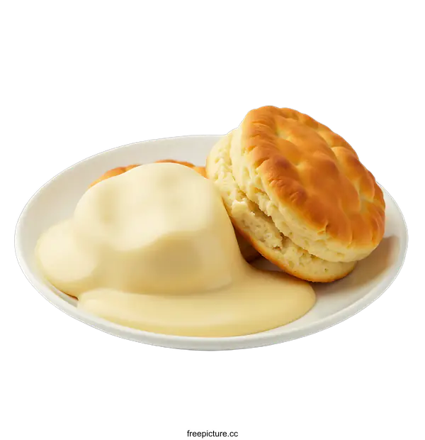 [Transparent Background PNG]Freshly Baked Biscuits with Creamy Sauce