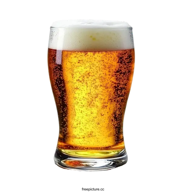 [Transparent Background PNG]Glass of Beer with Frothy Head
