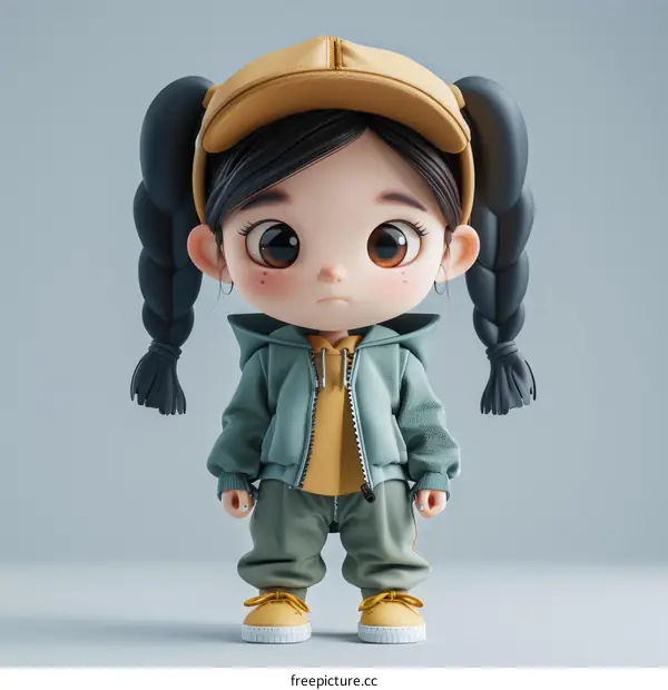 3D model of a cute girl wearing a hat