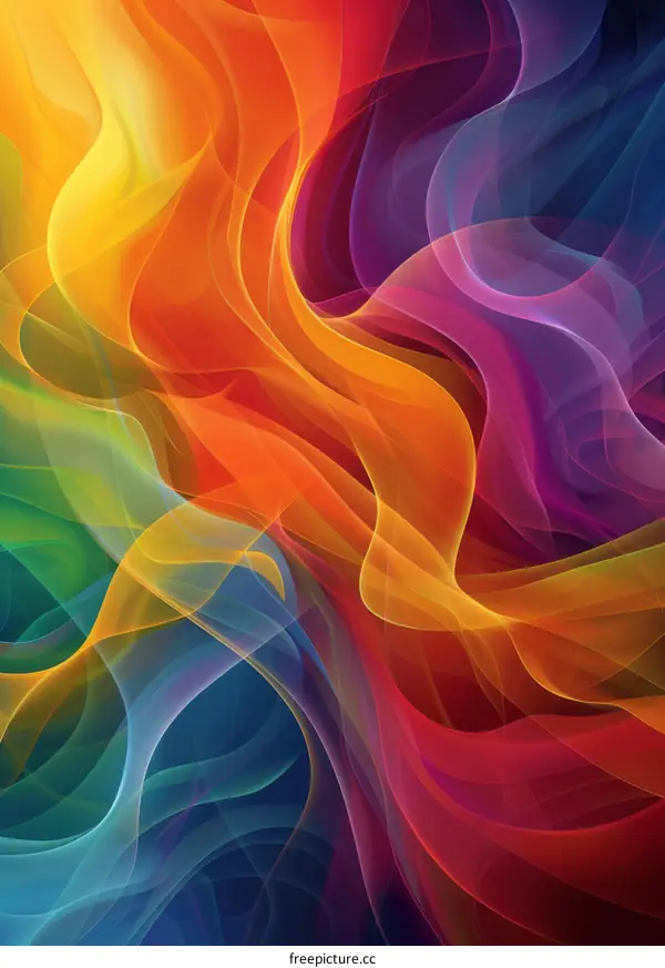 Wavy Fractal in Purple, Blue, Green, and Yellow