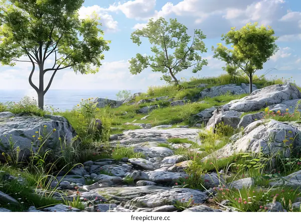 Serene Rocky Coast Landscape