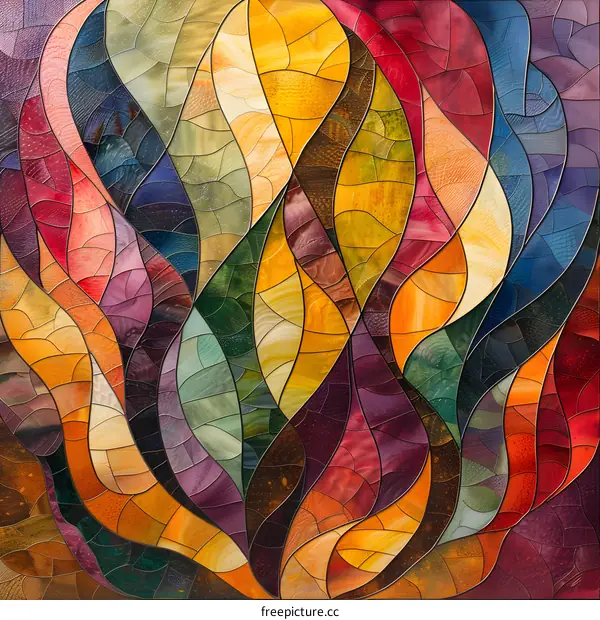 Abstract Stained Glass Window With Colorful Patterns
